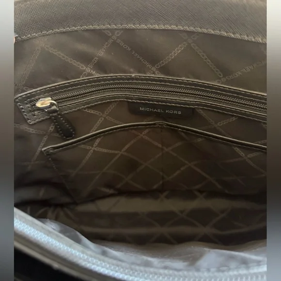 MICHAEL KORS Large Voyager Signature Black Leather MK Logo Luxury Tote Purse Bag - Picture 14 of 16